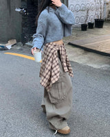 ウールクロップフードニット