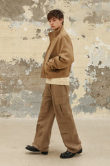 WOOL CROPPED HIGH-NECK SHORT COAT