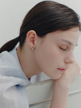 26SS★ Champagne Moon Silver Goutte Glint Earrings XS