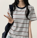 ロビンカラーストライプダンガラ半袖Tシャツ