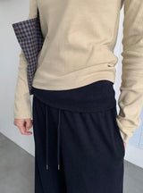 26SS★ [BAONHAUS] Benir Round Ribbed Long Sleeve Tee