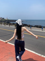 Lace Ribbon Cropped Sleeveless