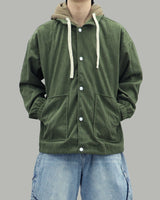 Corduroy layered hoodie jacket (Khaki)