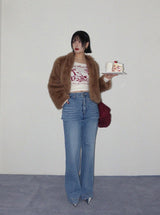 WRAP LAYERED BOOTS CUT DENIM PANTS
