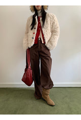 Beads Burton No Collar Round Fur Jacket