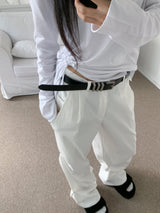  Motion 2WAY Snap Pintuck Wide Banding Long Pants (4 colors)