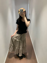 エコチェックロングスカート (3color)