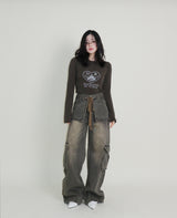 Kibet Heart Vintage Printed Long Sleeve T-Shirt