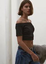 OFFSHOULDER LAYERED TOP_ BLACK