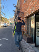 26SS★ [BAONHAUS]ソレアフラワーリブ長袖Tシャツ