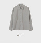 Look グラスナチュラルシアーサッカーストリッピードコットンオーバーサイズシャツ