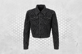 DIAMOND PATCH WASHING BLACK DENIM JACKET