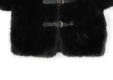 Ago Buckle High Neck Fur Short Jacket
