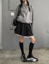 Layered pleated midi skirt