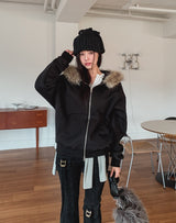 Rico Brushed Fur Two Way Hood Zip-Up
