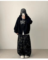 Suffle Star Vintage Two-Way Hooded Zip-Up