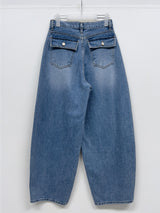 202 Back Pocket Balloon Fit Wide Denim Pants