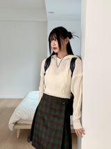 ダルツイストVネックロングスリーブフーデッドニット