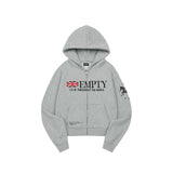 EMPTY グラフィックエンブロイダードクロップジップアップフーディ -ミランジェグレー