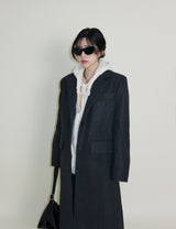 Stutch Solid Wool Long Coat (Lining Fleece-lined)
