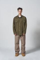VINTAGE SUEDE SHIRT JACKET - KHAKI