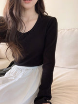 Basic U-neck Rib Puff Knit (5color)