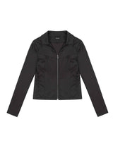 V-Neck Sleek Zip-Up _ DARK GREY