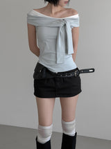 Studded Cotton Low Skirt Pants