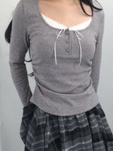 Charcoal Blend Checkered Layered Skirt