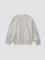 Shirring Zip-up Blouse Jumper_Grey