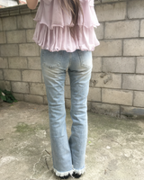 ローライズ フリンジ ブーツカット パンツ