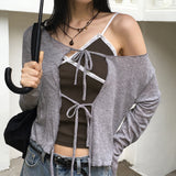 Turrat Frill Wave See-Through Ribbon Strap Cardigan