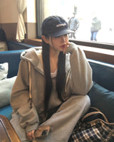 [Bellied made/Overfit] モーブニングカラーブロッキング2ウェイフード付きジップアップ