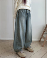 Verti Side Pintuck Balloon Denim Pants
