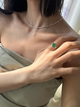 [92.5 silver] Point big stone ring (3color)