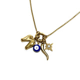 evil eye lucky symbol charms necklace gold