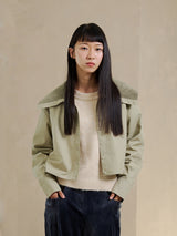 OLIVE COLLAR SHORT JACKET