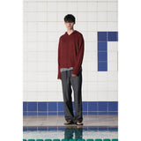 ARGYLE ELBOW KNIT ZIP-UP HOODIE / BURGUNDY