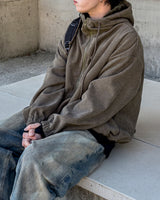 [Lined Fur] Weave Corduroy Hood Jacket