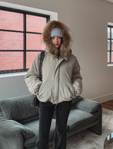 Milky Two Way String Hooded Padding