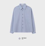 Look グラスナチュラルシアーサッカーストリッピードコットンオーバーサイズシャツ