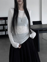 layered see-through long sleeve T (4color)