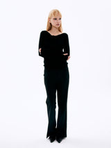  Eyelet Bootcut Pants_Black