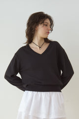 T/T Standard v-neck knit- dark gray