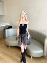1378. Tiered low chiffon mini sk (3color)