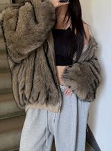 [Unisex] Fur 2way hood zip up(4color)