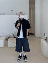 Curved Denim Half Pants
