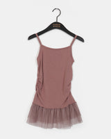 Potel see-through dot frill shirring layered sleeveless