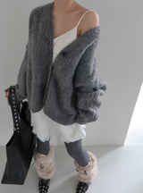 Mohair wool knitwear oversized-fit cardigan