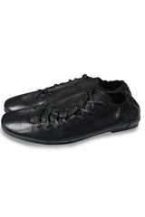 Ruched Lace Up Leather Shoes